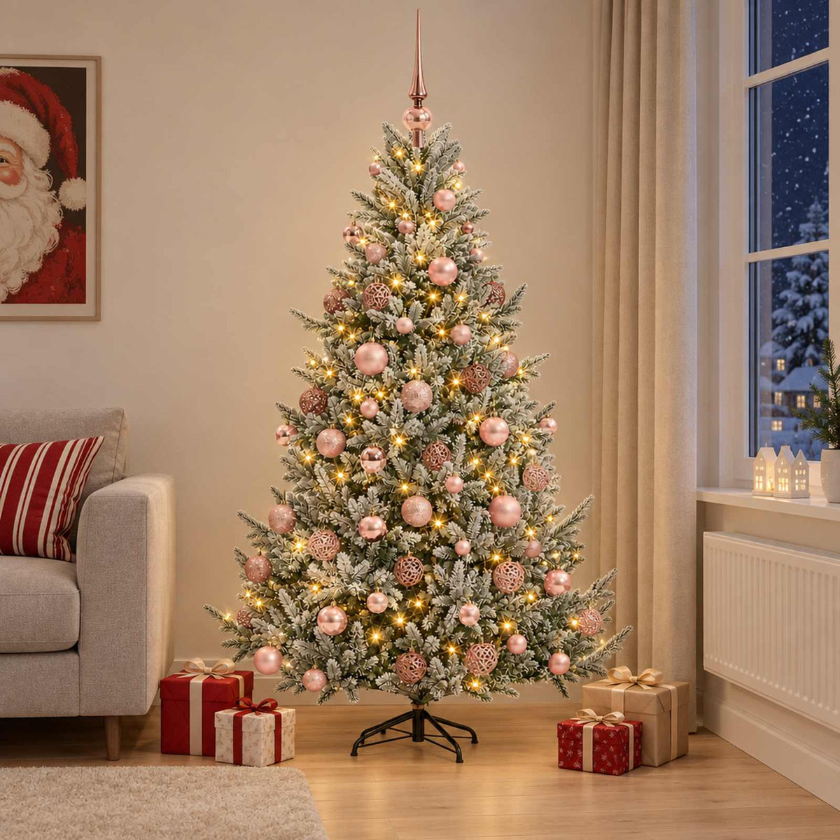 Kunstkerstboom met kerstbal 180 cm 300 LED's Warmwit is nu te koop bij PeponiXL, paradijselijk wonen!
