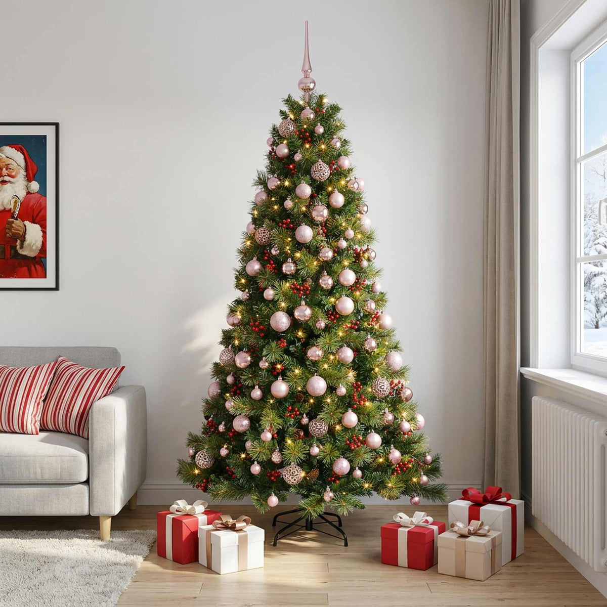Kunstkerstboom met kerstbal 240 cm 300 LED's Warmwit is nu te koop bij PeponiXL, paradijselijk wonen!