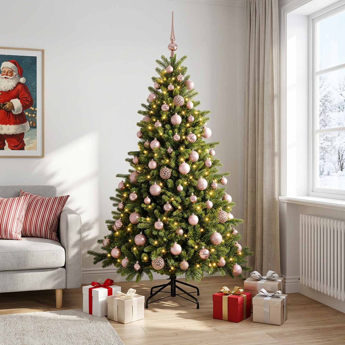 Kunstkerstboom met kerstbal 240 cm 300 LED's Warmwit is nu te koop bij PeponiXL, paradijselijk wonen!