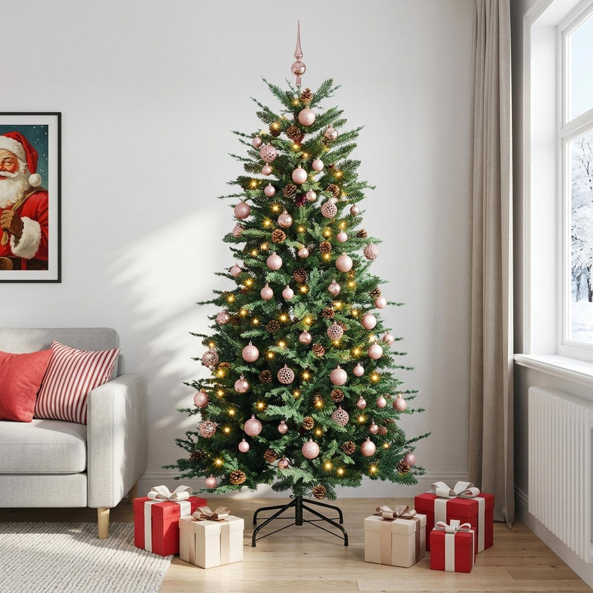 vidaXL Kunstmatige Inklapbare Kerstboom 210 cm 300 LED's Warmwit
