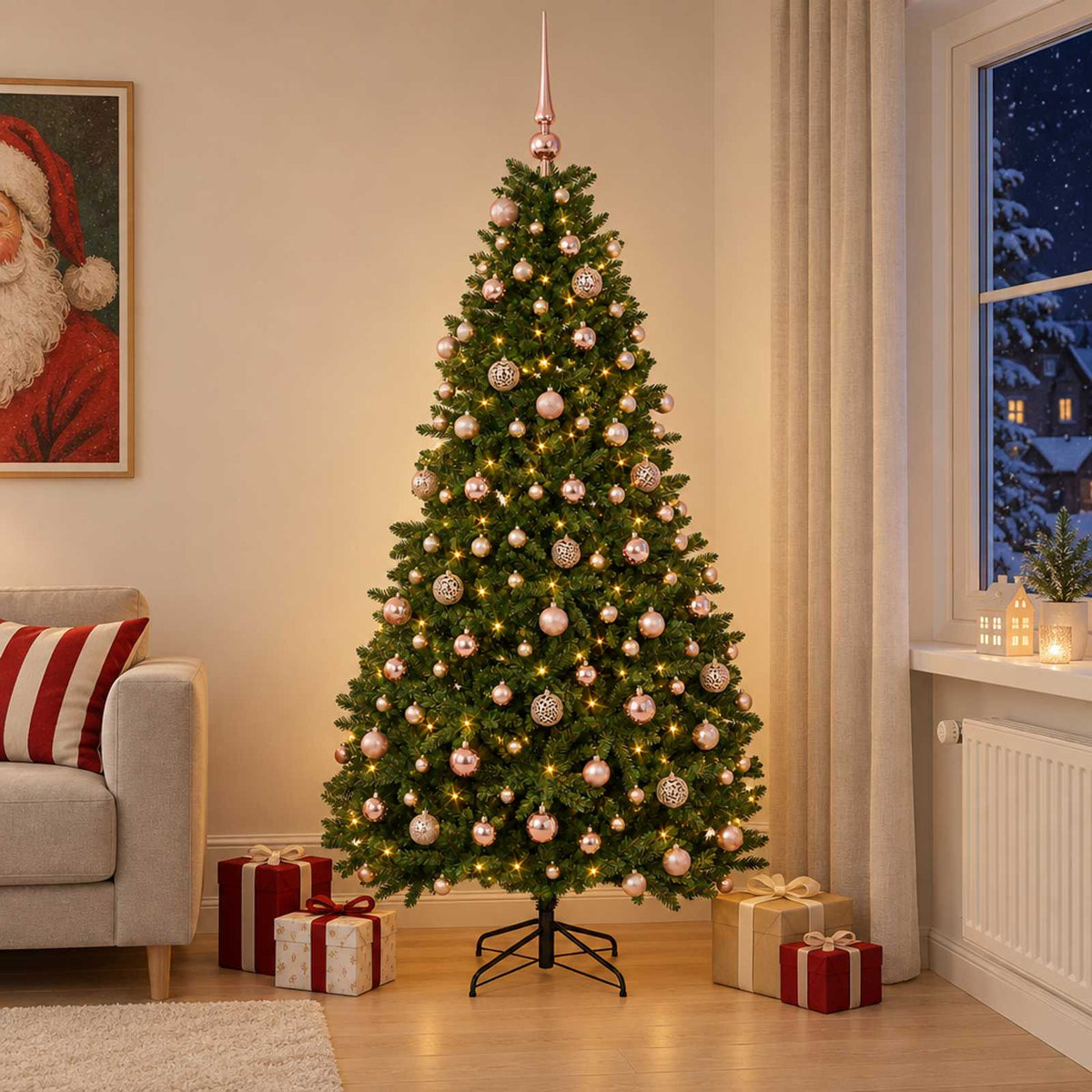 Kunstkerstboom middengroen met kerstbal 240 cm 300 LED's is nu te koop bij PeponiXL, paradijselijk wonen!