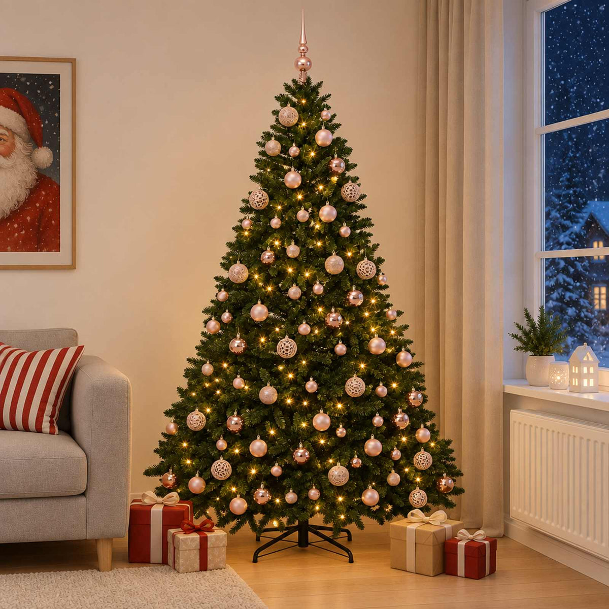 Kunstkerstboom donkergroen met kerstballen 240 cm 300 LED's is nu te koop bij PeponiXL, paradijselijk wonen!
