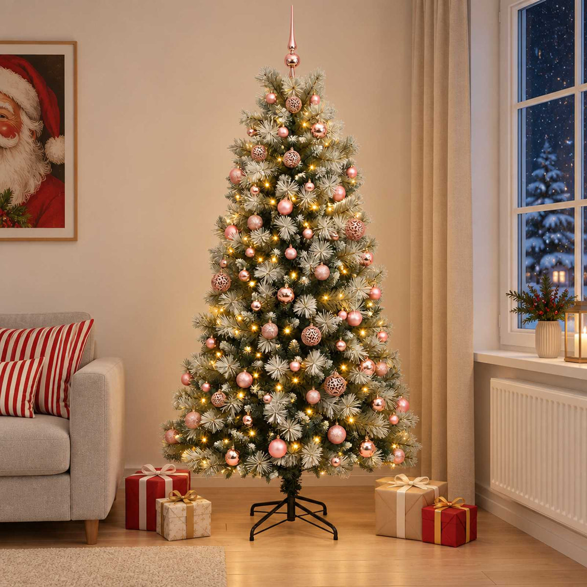Kunstkerstboom met scharnierende takken en kerstballen 240 cm is nu te koop bij PeponiXL, paradijselijk wonen!