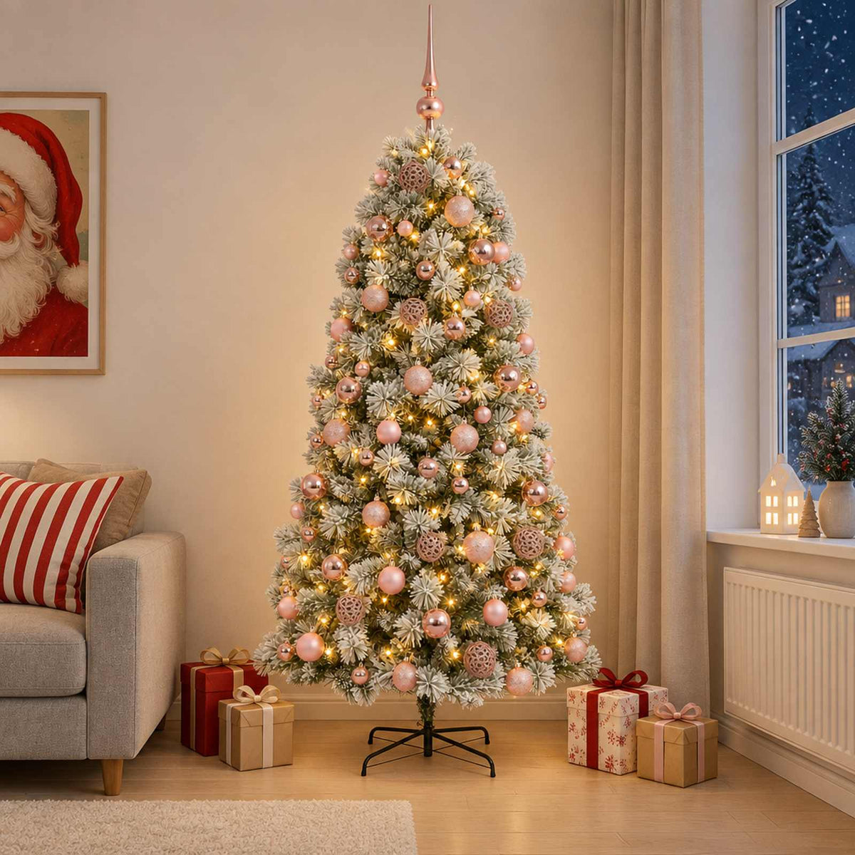 Kunstkerstboom met scharnierende takken en kerstballen 210 cm is nu te koop bij PeponiXL, paradijselijk wonen!