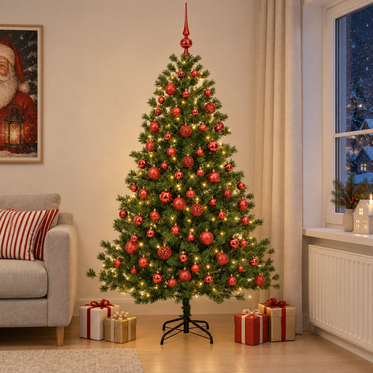Kunstkerstboom met kerstbal 240 cm 300 LED's Warmwit is nu te koop bij PeponiXL, paradijselijk wonen!