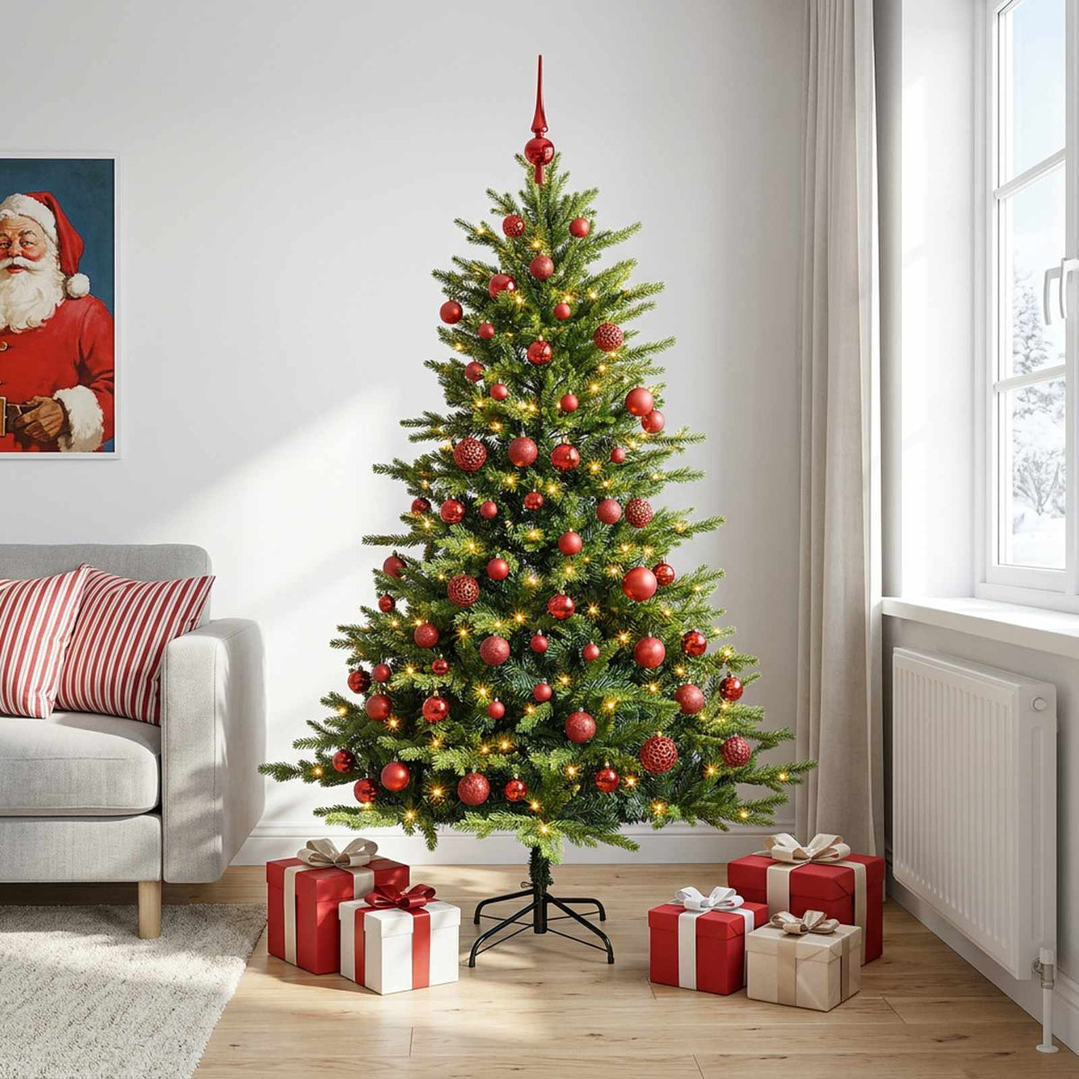 Kunstkerstboom met Ballen 180 cm 300 LED's Warmwit is nu te koop bij PeponiXL, paradijselijk wonen!