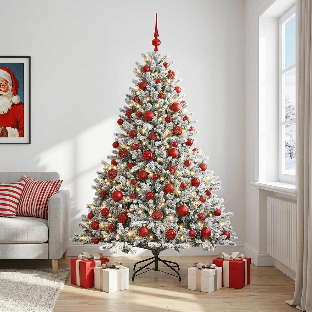 Kunstkerstboom met kerstbal 180 cm 300 LED's Warmwit is nu te koop bij PeponiXL, paradijselijk wonen!