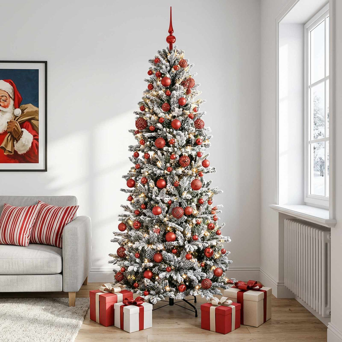 vidaXL Kunstkerstboom met kerstbal 210 cm 300 LED's Warmwit PVC en PE
