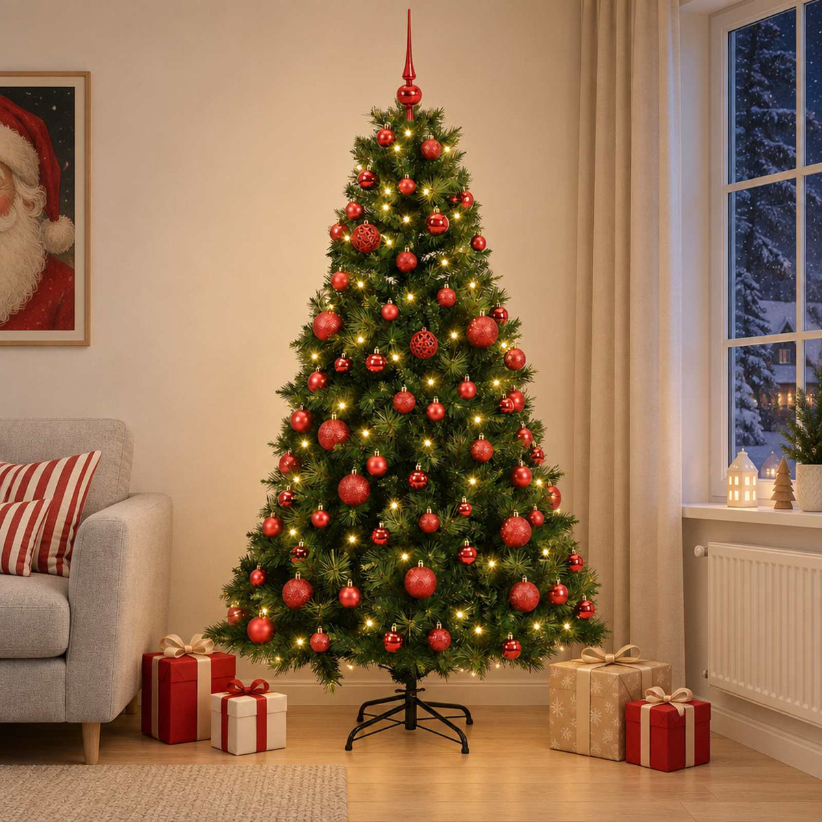 Kunstkerstboom met kerstbal 240 cm 300 LED's Warmwit is nu te koop bij PeponiXL, paradijselijk wonen!