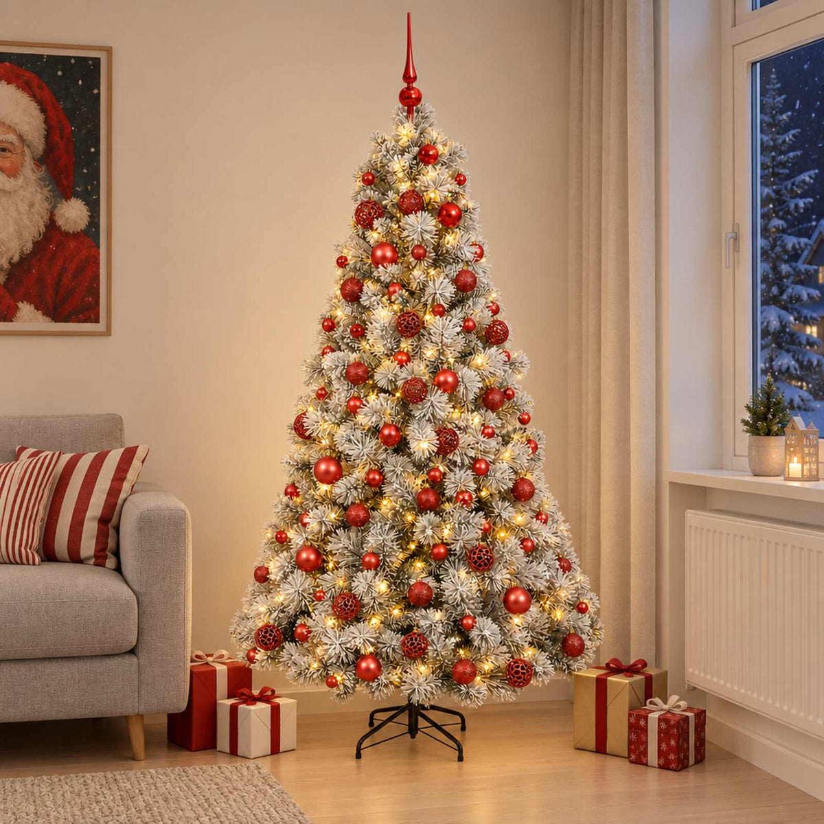 vidaXL Kunstkerstboom met kerstbal 180 cm 300 LED's Warmwit