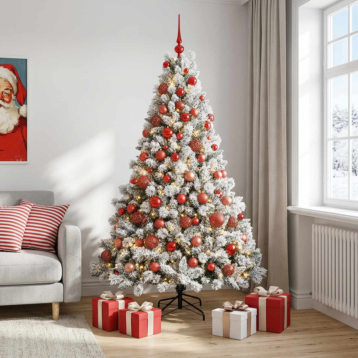 Kunstkerstboom met Ballen 180 cm 300 LED's Warmwit is nu te koop bij PeponiXL, paradijselijk wonen!