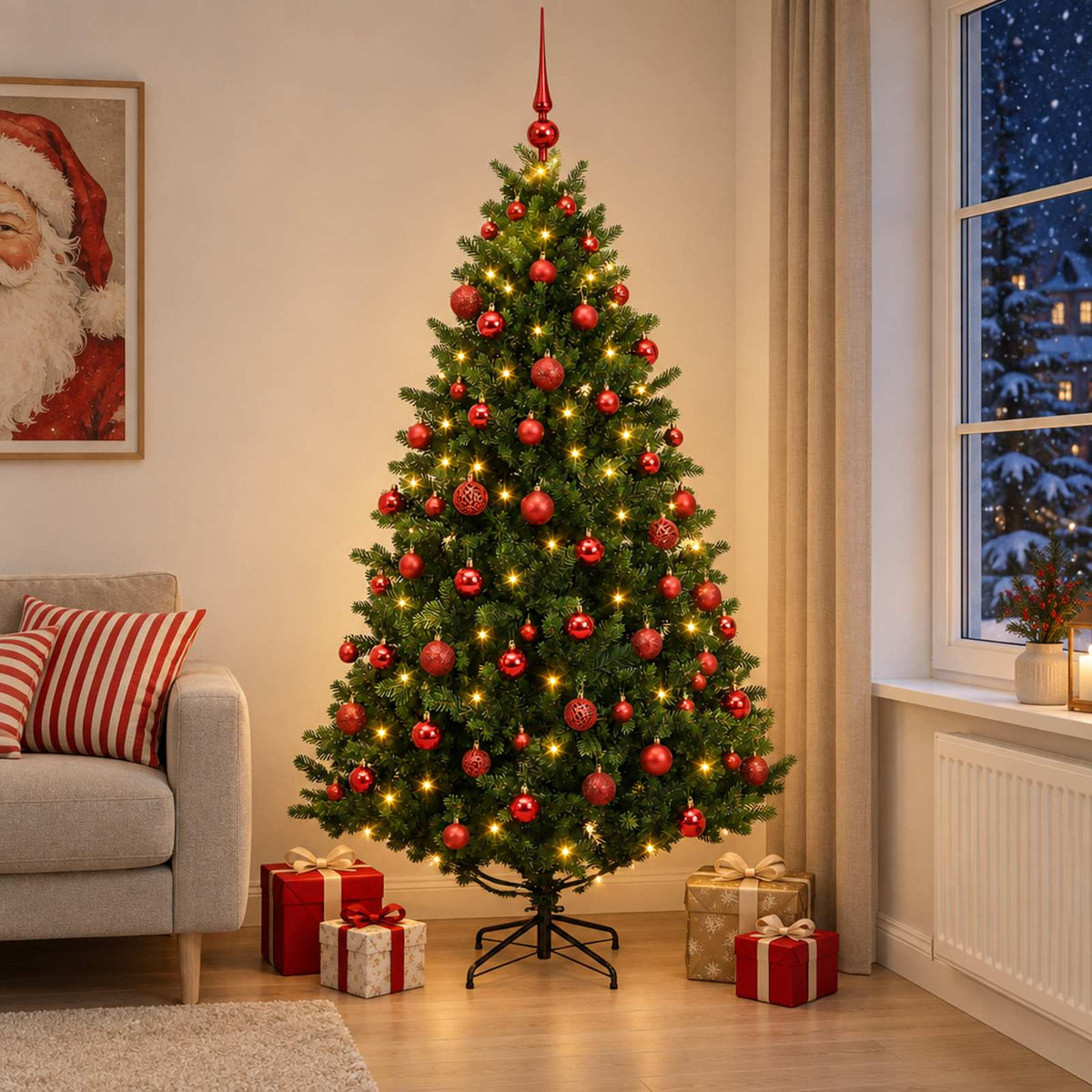 vidaXL Kunstkerstboom met Ballen 180 cm 300 LED's Warmwit