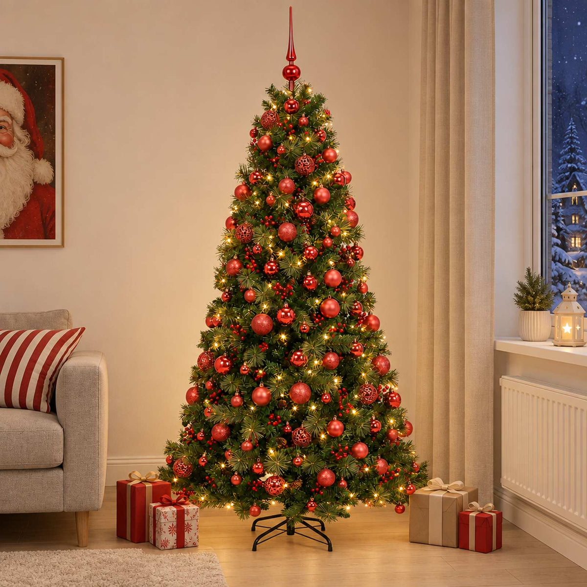 Kunstkerstboom met kerstbal 240 cm 300 LED's Warmwit is nu te koop bij PeponiXL, paradijselijk wonen!