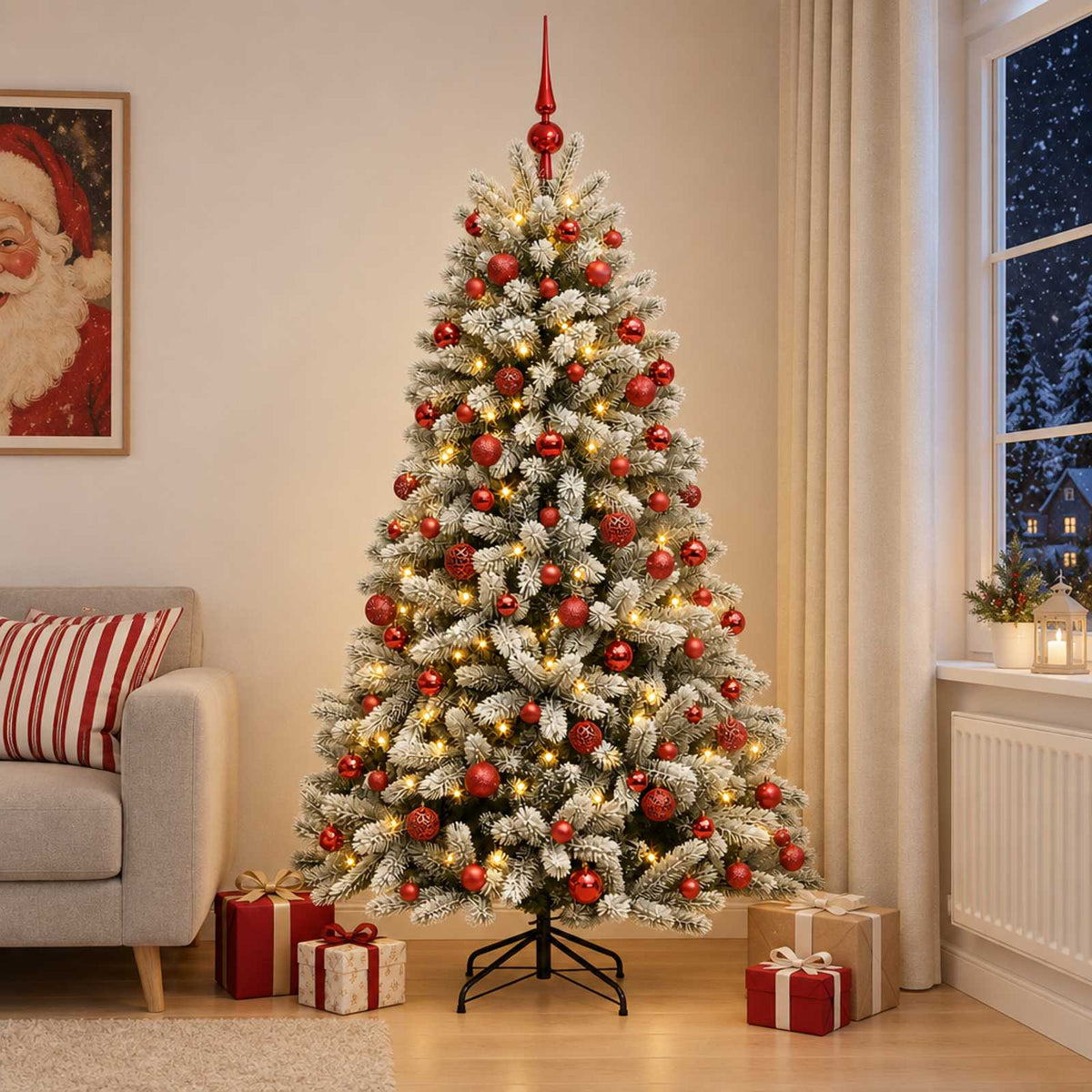 Kunstkerstboom met Ballen 180 cm 300 LED's Warmwit is nu te koop bij PeponiXL, paradijselijk wonen!