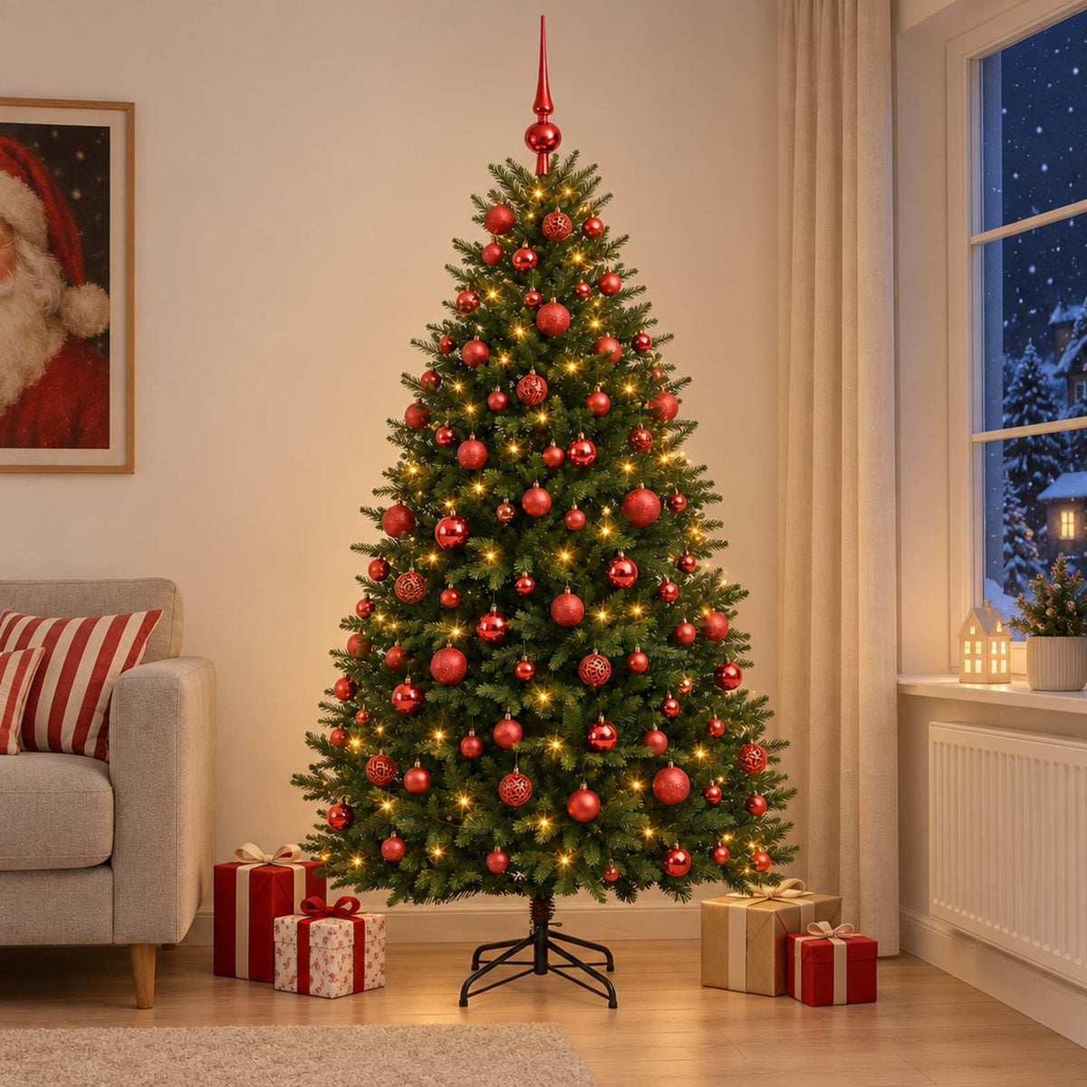vidaXL Kunstkerstboom met Ballen 180 cm 300 LED's Warmwit