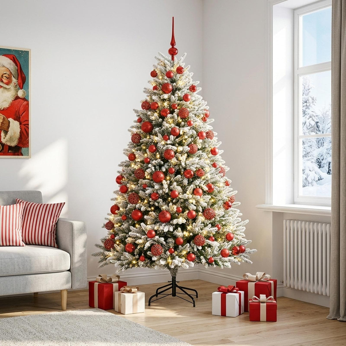 Kunstkerstboom met Ballen 210 cm 300 LED's Warmwit is nu te koop bij PeponiXL, paradijselijk wonen!