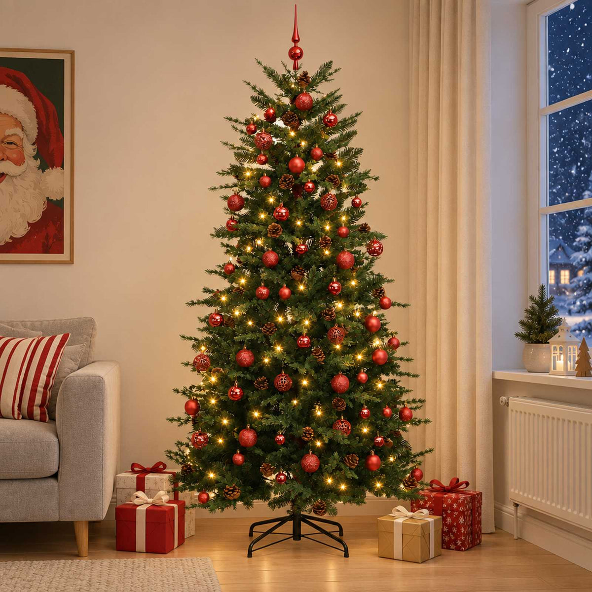Kunstmatige Inklapbare Kerstboom 180 cm 300 LED's Warmwit is nu te koop bij PeponiXL, paradijselijk wonen!