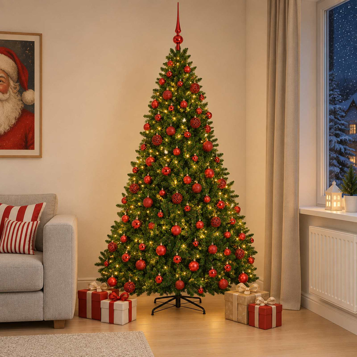 Kunstkerstboom lichtgroen met kerstballen 210 cm 300 LED's is nu te koop bij PeponiXL, paradijselijk wonen!