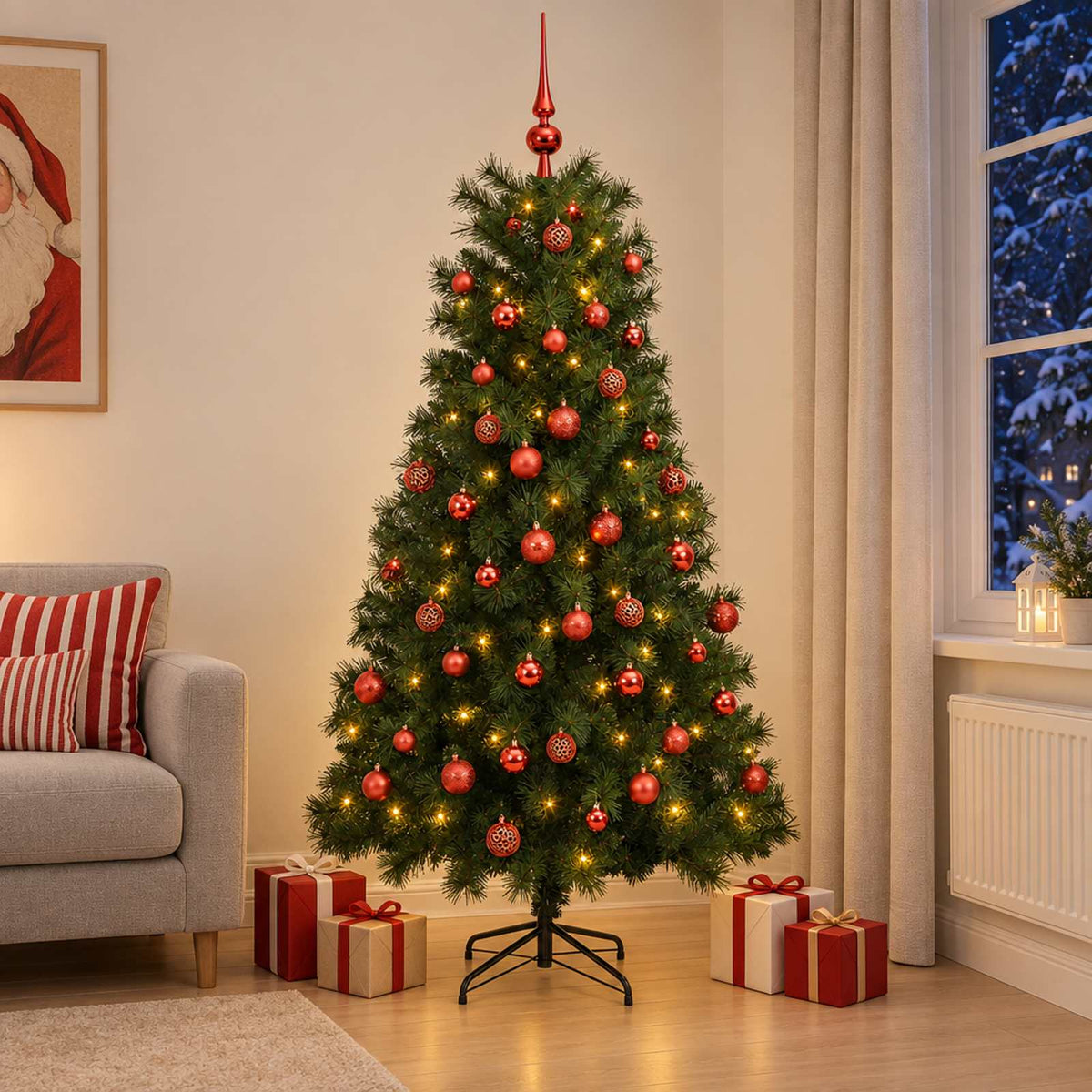 Kunstkerstboom met scharnierende takken en kerstballen 180 cm is nu te koop bij PeponiXL, paradijselijk wonen!