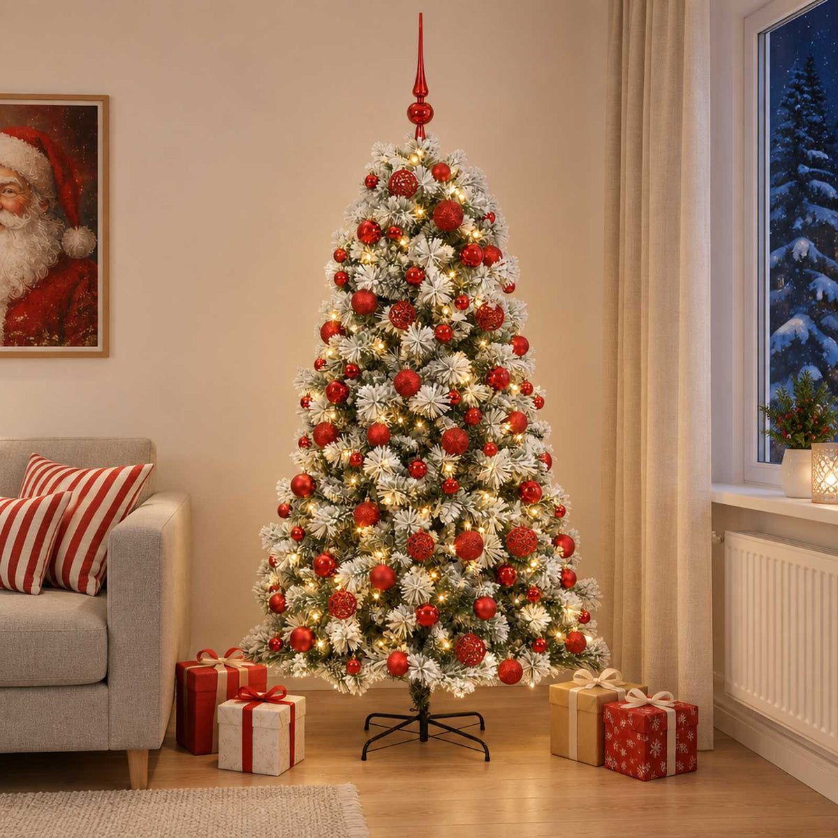 Kunstkerstboom met scharnierende takken en kerstballen 240 cm is nu te koop bij PeponiXL, paradijselijk wonen!