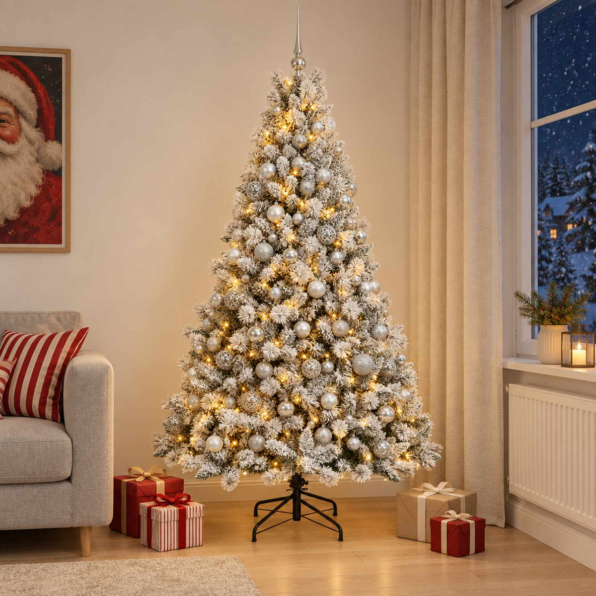 vidaXL Kunstkerstboom met Ballen 210 cm 300 LED's Warmwit