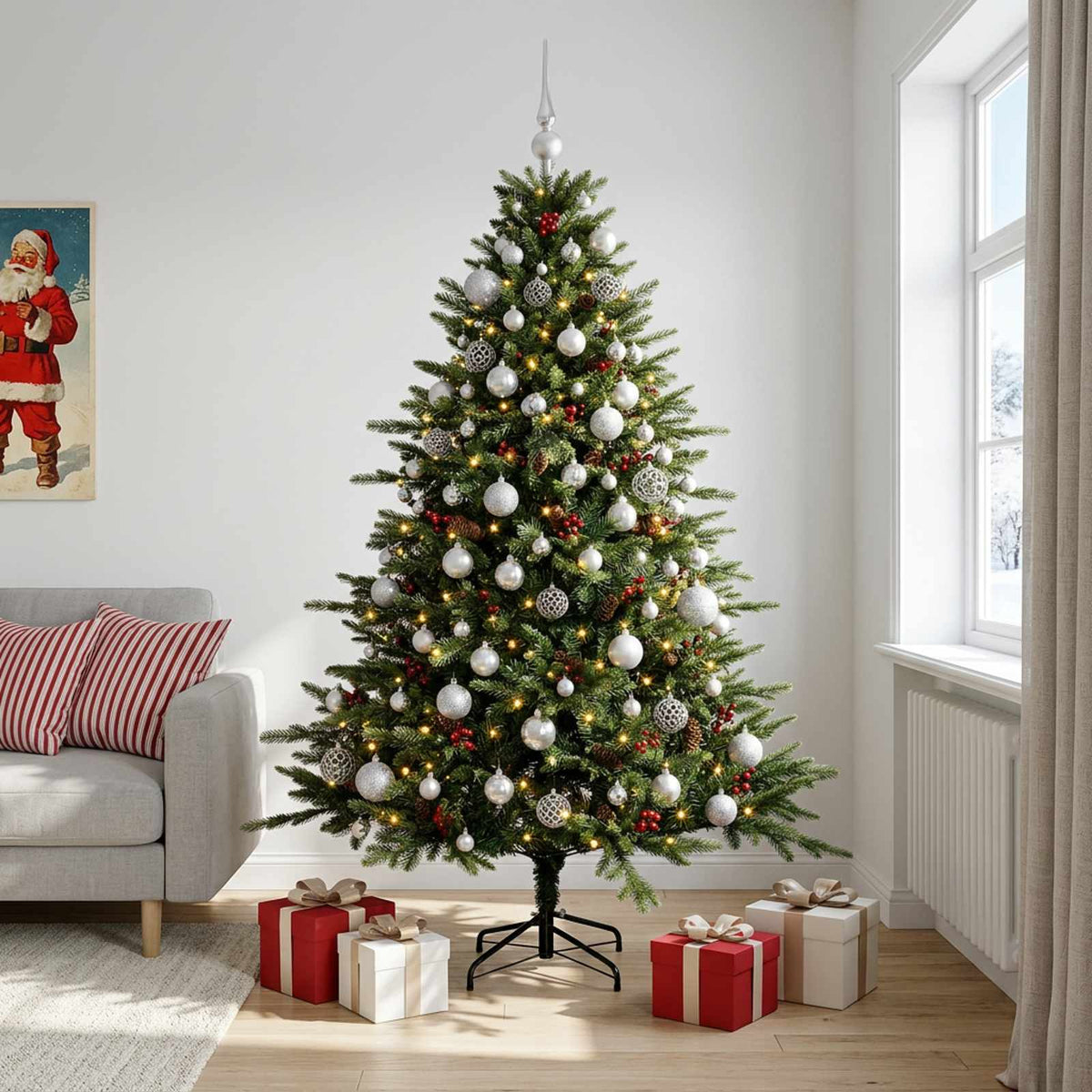 Kunstkerstboom met kerstbal 240 cm 300 LED's Warmwit is nu te koop bij PeponiXL, paradijselijk wonen!