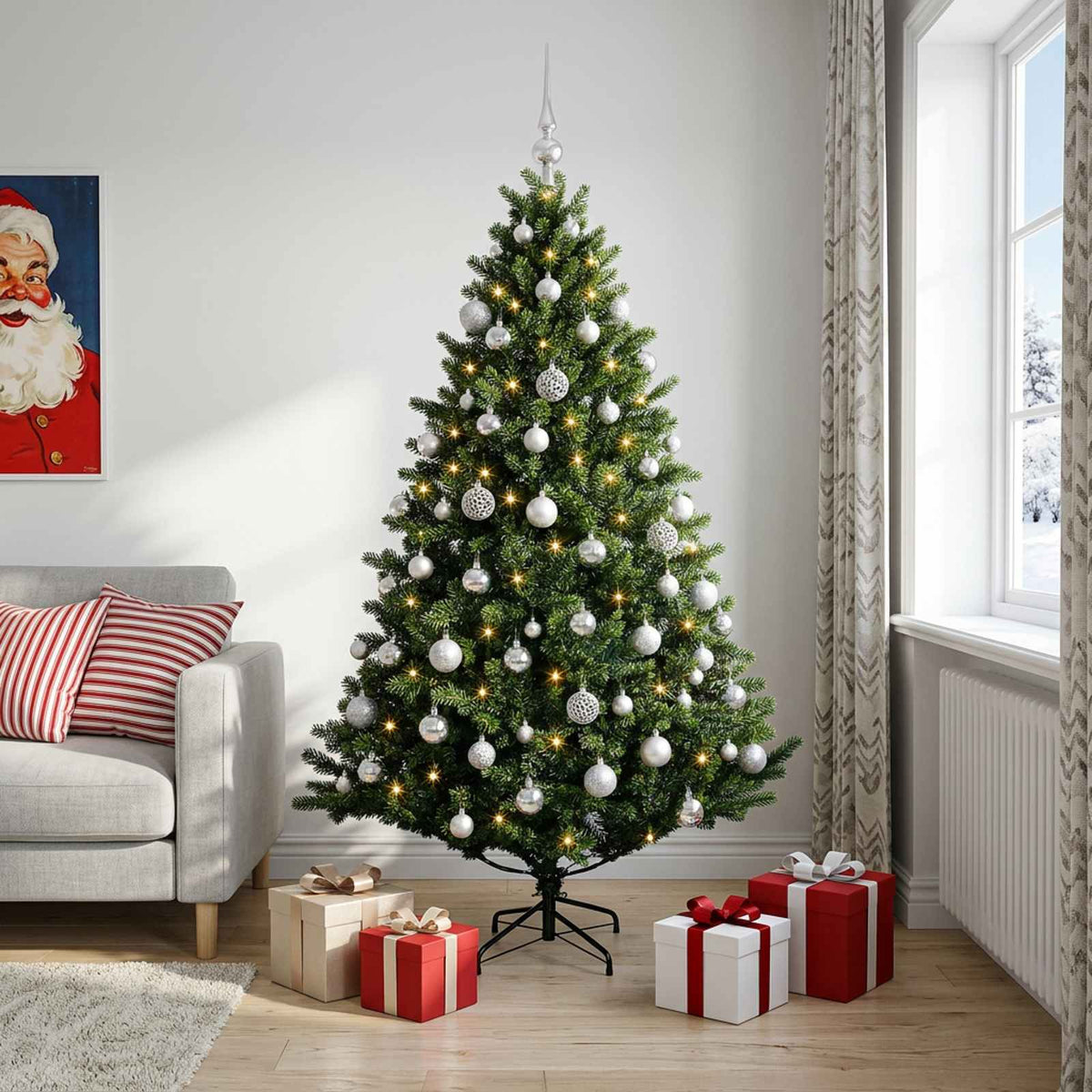 Kunstkerstboom met Ballen 240 cm 300 LED's Warmwit is nu te koop bij PeponiXL, paradijselijk wonen!