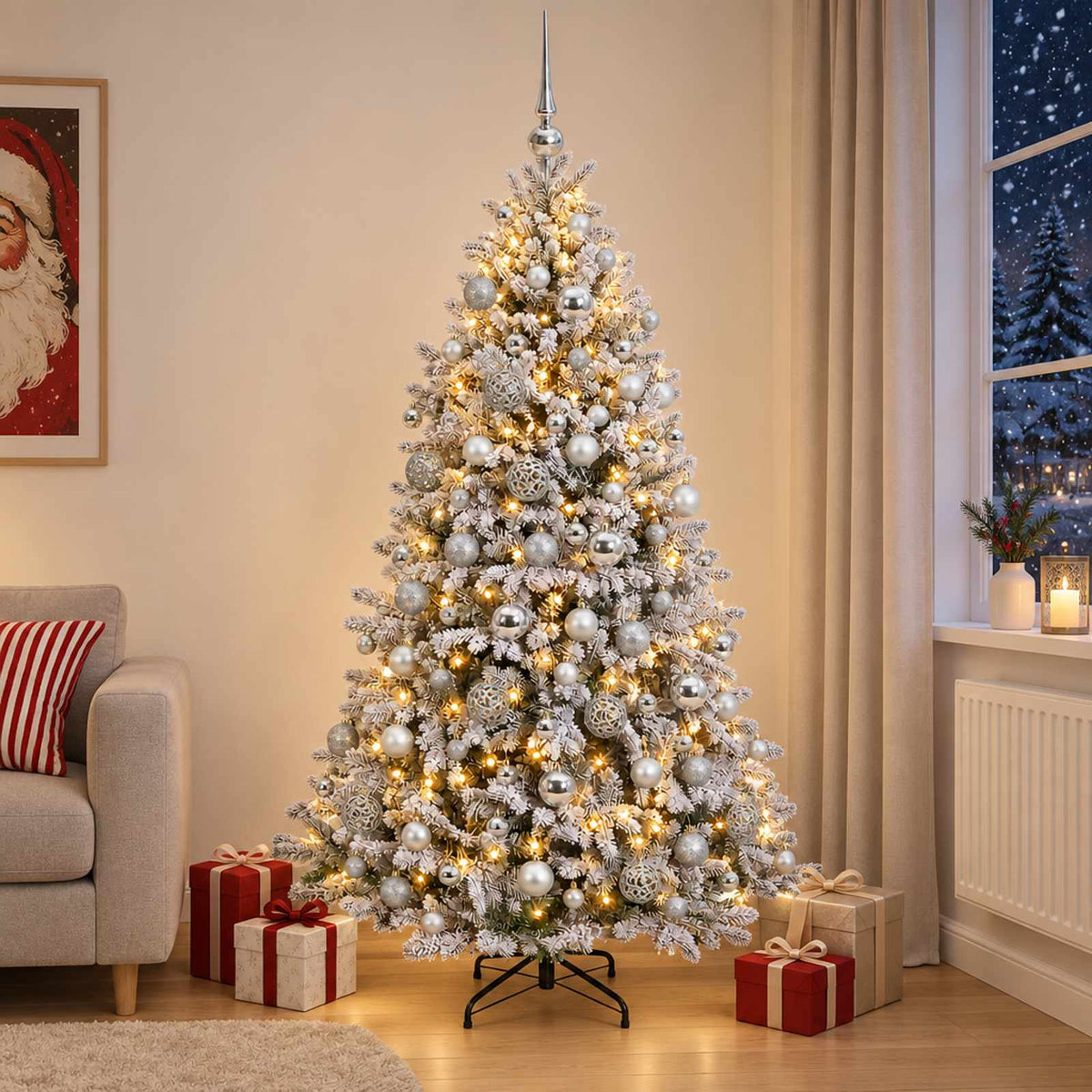 Kunstkerstboom met Ballen 210 cm 300 LED's Warmwit is nu te koop bij PeponiXL, paradijselijk wonen!