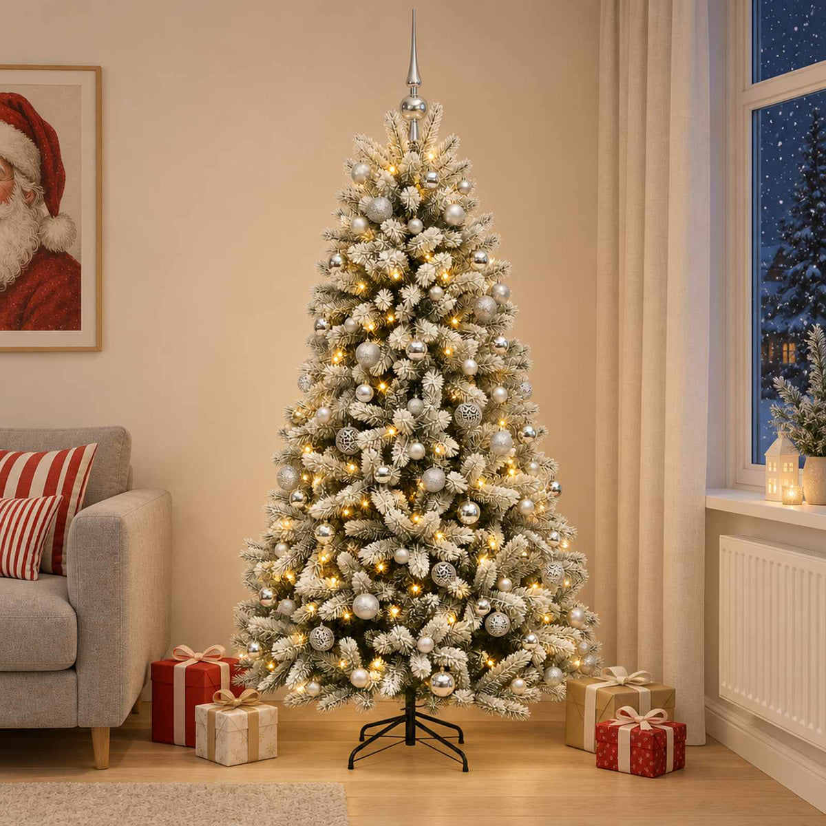 vidaXL Kunstkerstboom met Ballen 180 cm 300 LED's Warmwit