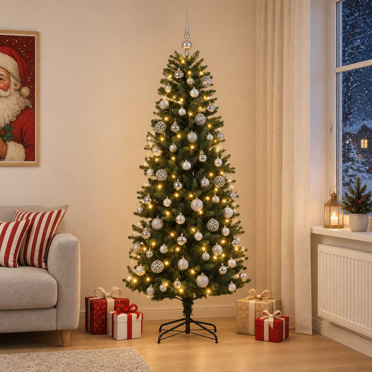 Kunstkerstboom met Ballen 180 cm 300 LED's Warmwit PE en PVC is nu te koop bij PeponiXL, paradijselijk wonen!