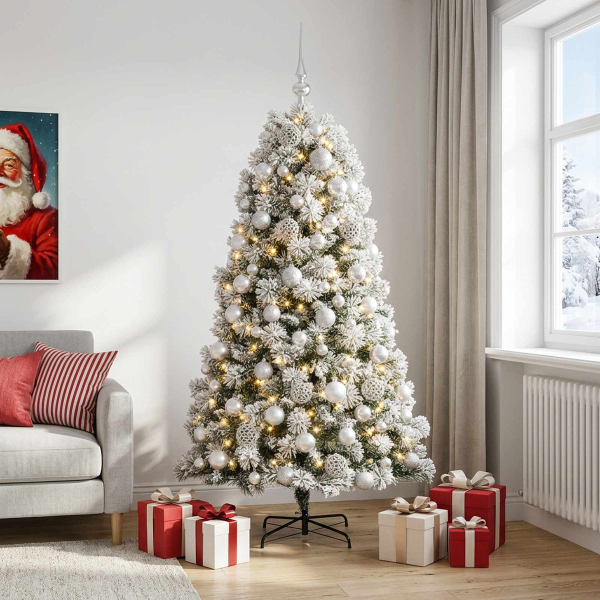 Kunstkerstboom met scharnierende takken en kerstballen 240 cm is nu te koop bij PeponiXL, paradijselijk wonen!