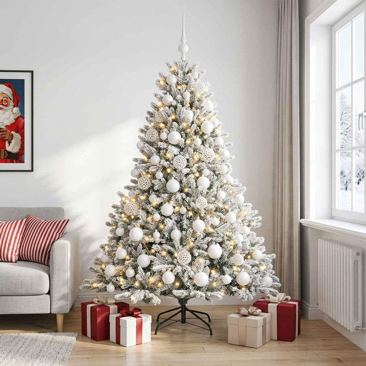 Kunstkerstboom met kerstbal 210 cm 300 LED's Warmwit is nu te koop bij PeponiXL, paradijselijk wonen!