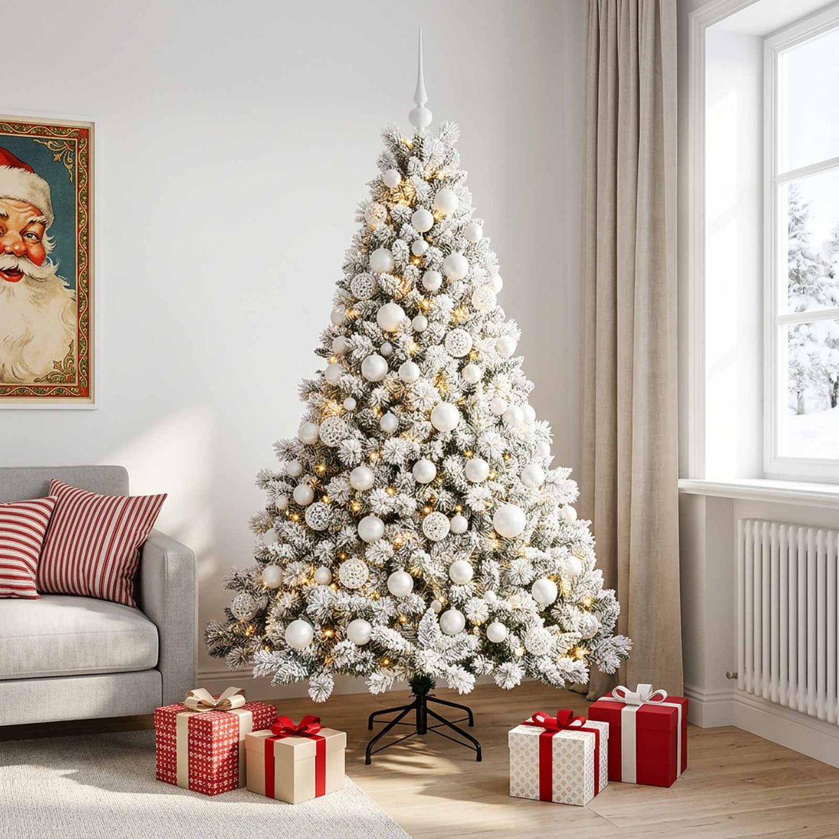Kunstkerstboom met Ballen 180 cm 300 LED's Warmwit is nu te koop bij PeponiXL, paradijselijk wonen!