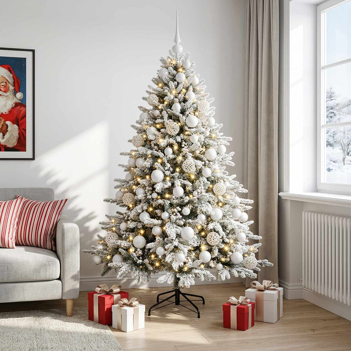 Kunstkerstboom met kerstbal 210 cm 300 LED's Warmwit is nu te koop bij PeponiXL, paradijselijk wonen!