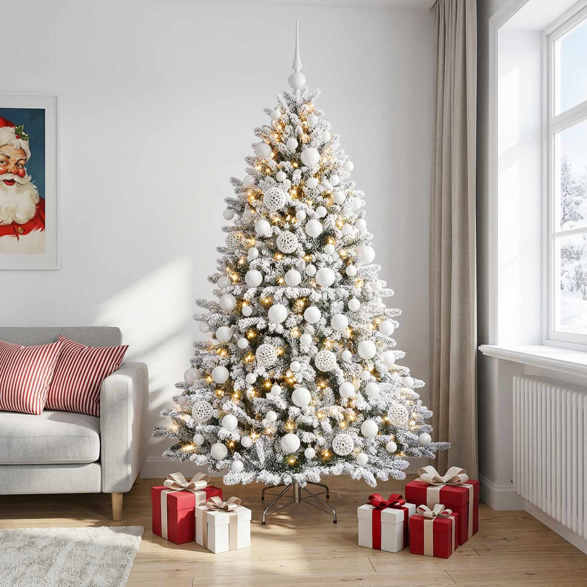 Kunstkerstboom met Ballen 210 cm 300 LED's Warmwit is nu te koop bij PeponiXL, paradijselijk wonen!