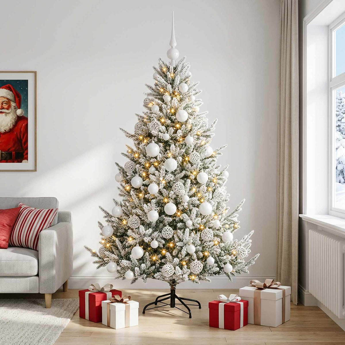 Kunstkerstboom met kerstbal 180 cm 300 LED's Warmwit is nu te koop bij PeponiXL, paradijselijk wonen!