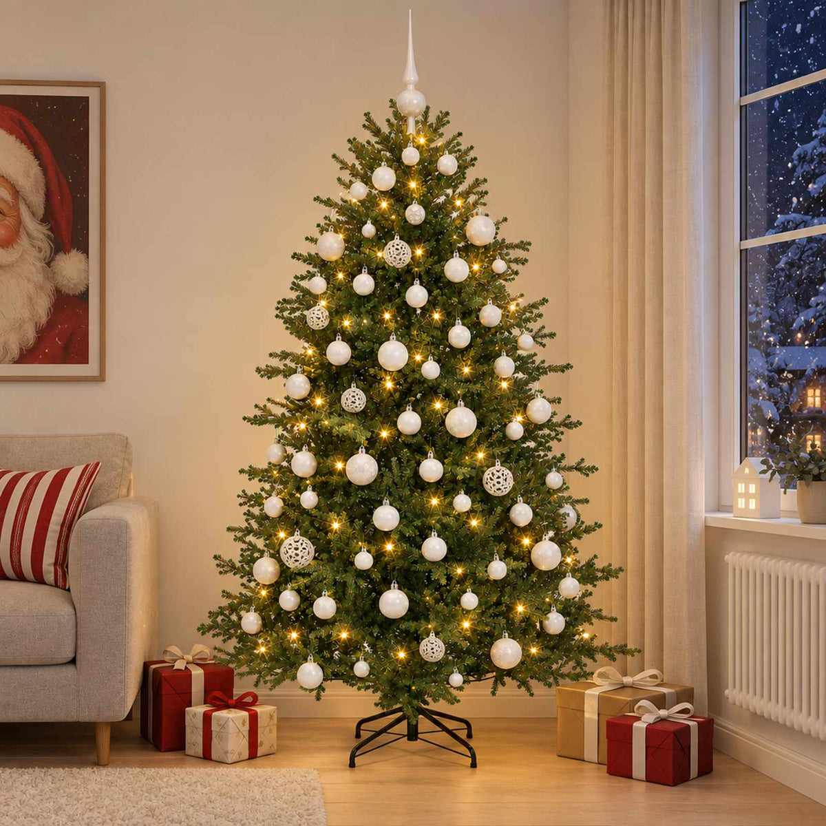 Kunstkerstboom met kerstbal 240 cm 300 LED's Warmwit is nu te koop bij PeponiXL, paradijselijk wonen!