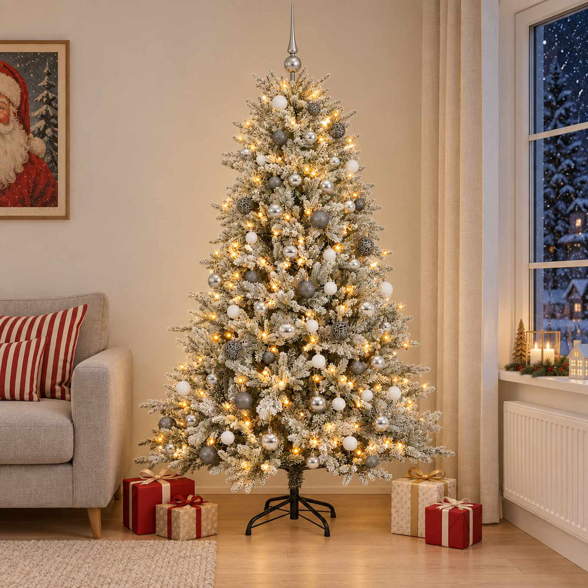 Kunstkerstboom met Ballen 240 cm 300 LED's Warmwit is nu te koop bij PeponiXL, paradijselijk wonen!