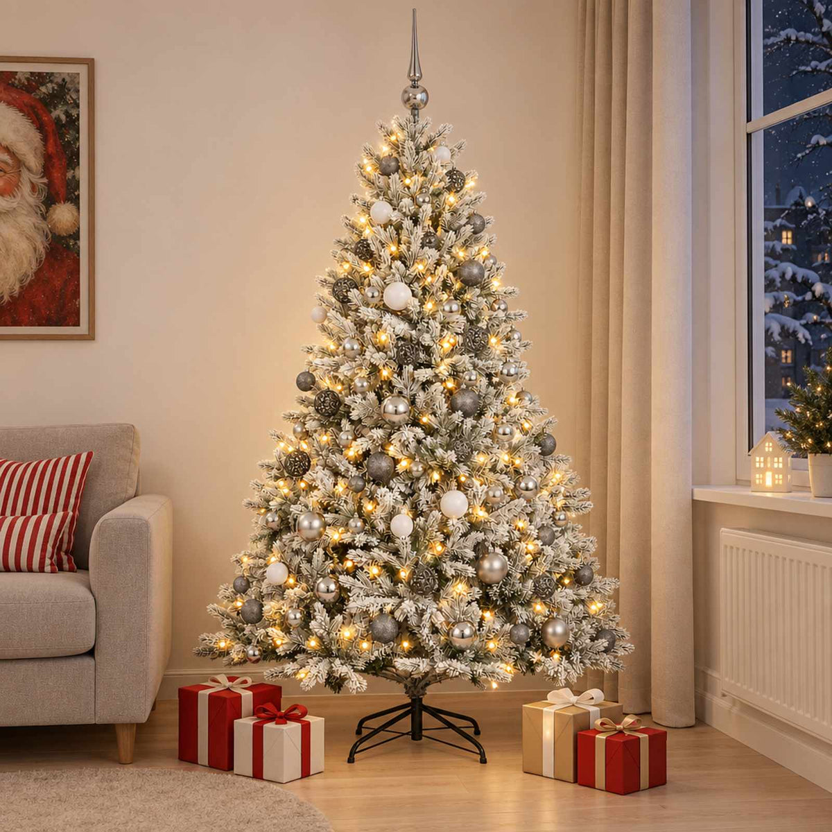 Kunstkerstboom met kerstbal 180 cm 300 LED's Warmwit is nu te koop bij PeponiXL, paradijselijk wonen!