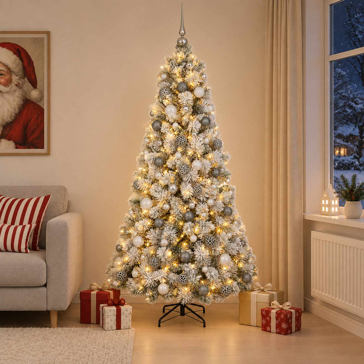 Kunstkerstboom met kerstbal 210 cm 300 LED's Warmwit is nu te koop bij PeponiXL, paradijselijk wonen!