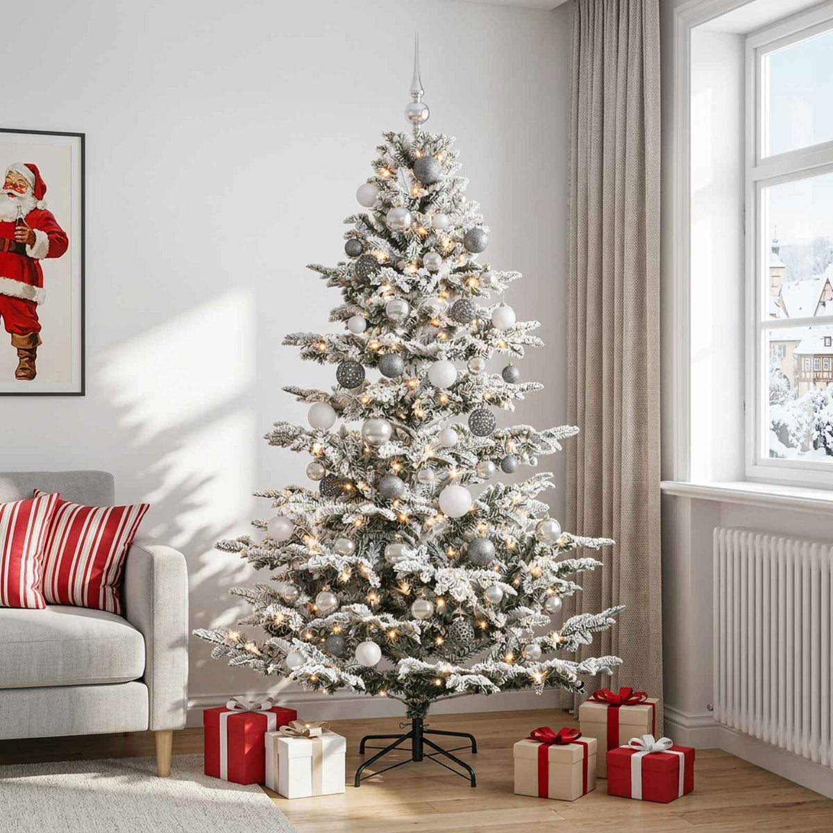 Kunstkerstboom met kerstbal 180 cm 300 LED's Warmwit PE & PVC is nu te koop bij PeponiXL, paradijselijk wonen!