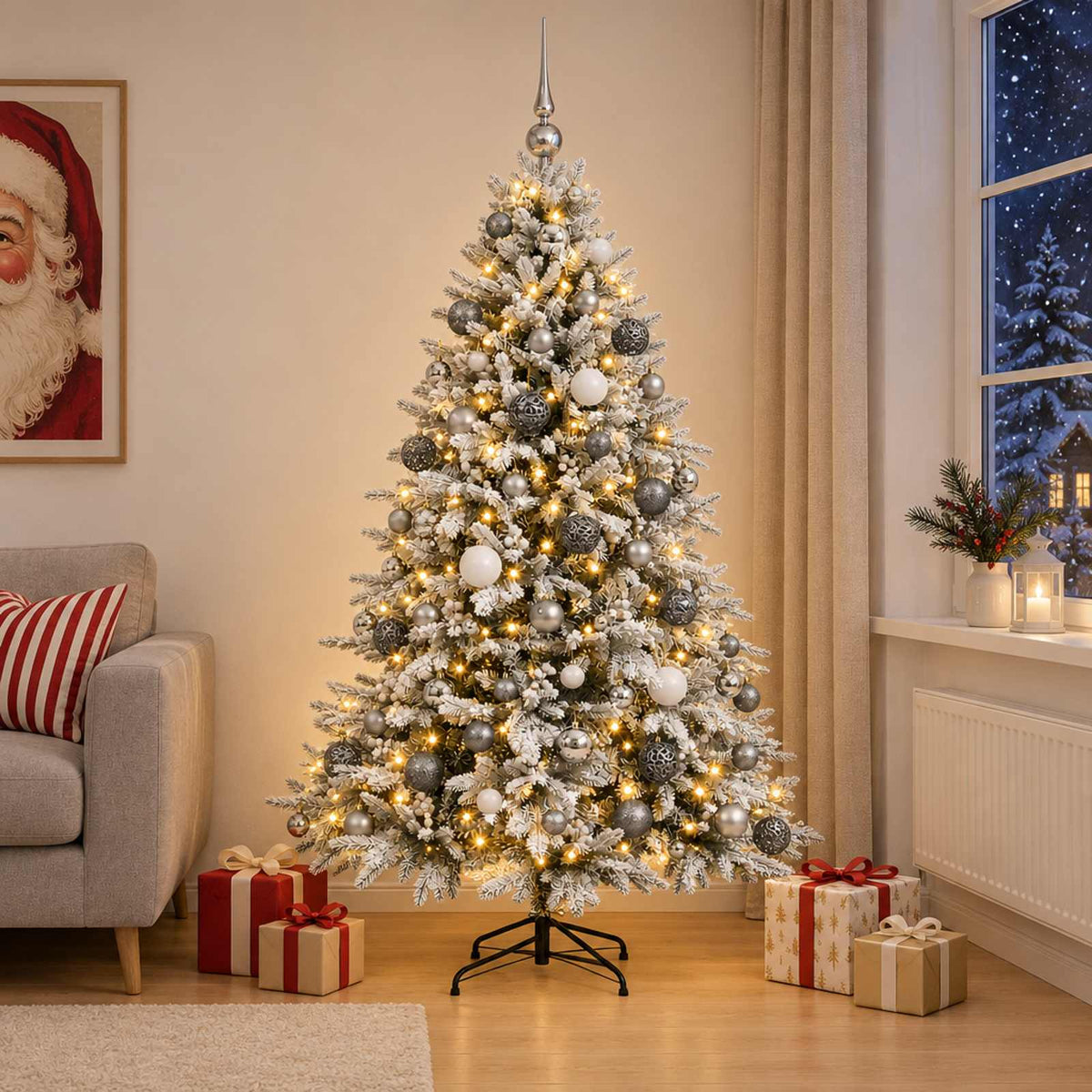 Kunstkerstboom met kerstbal 210 cm 300 LED's Warmwit is nu te koop bij PeponiXL, paradijselijk wonen!