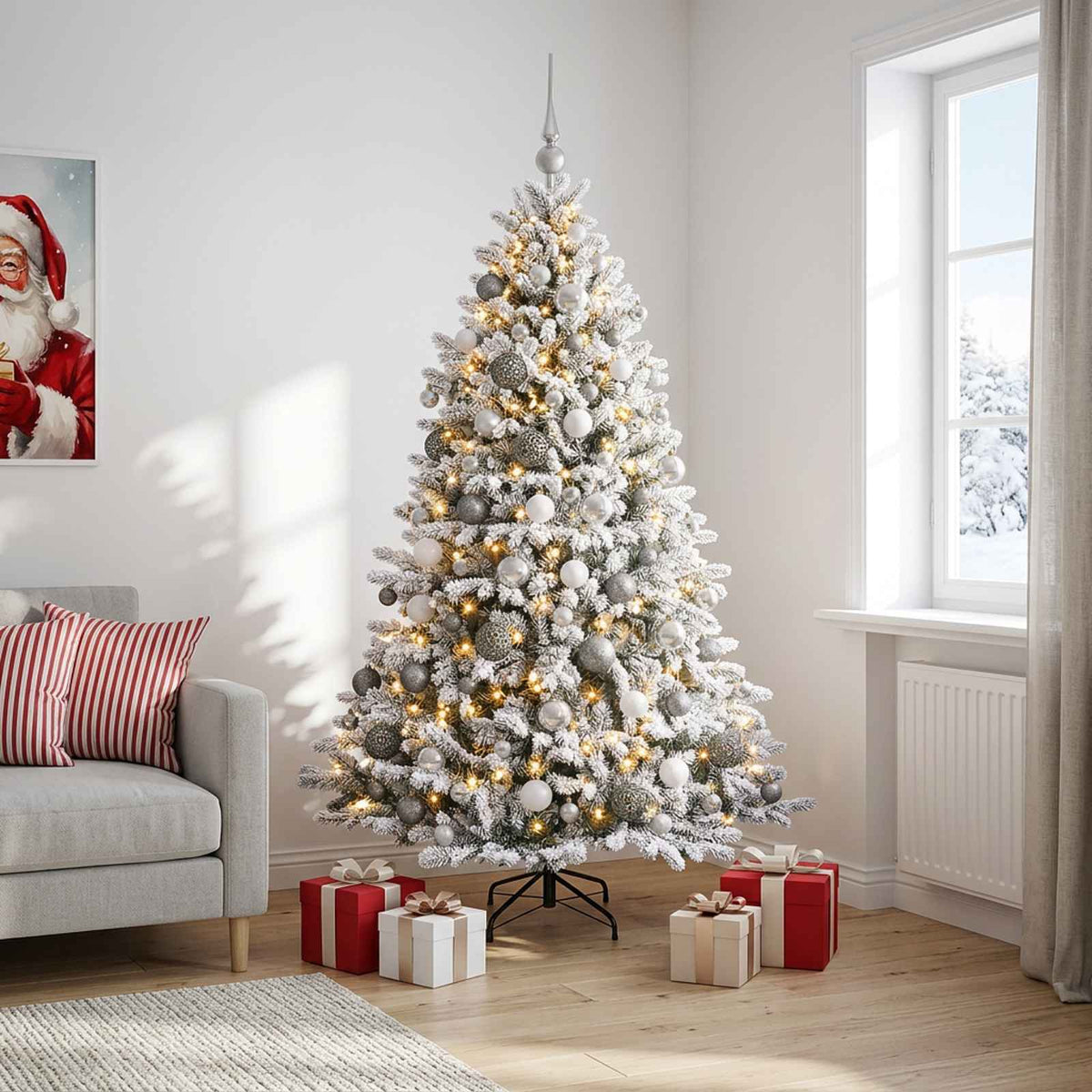 Kunstkerstboom met Ballen 240 cm 300 LED's Warmwit is nu te koop bij PeponiXL, paradijselijk wonen!