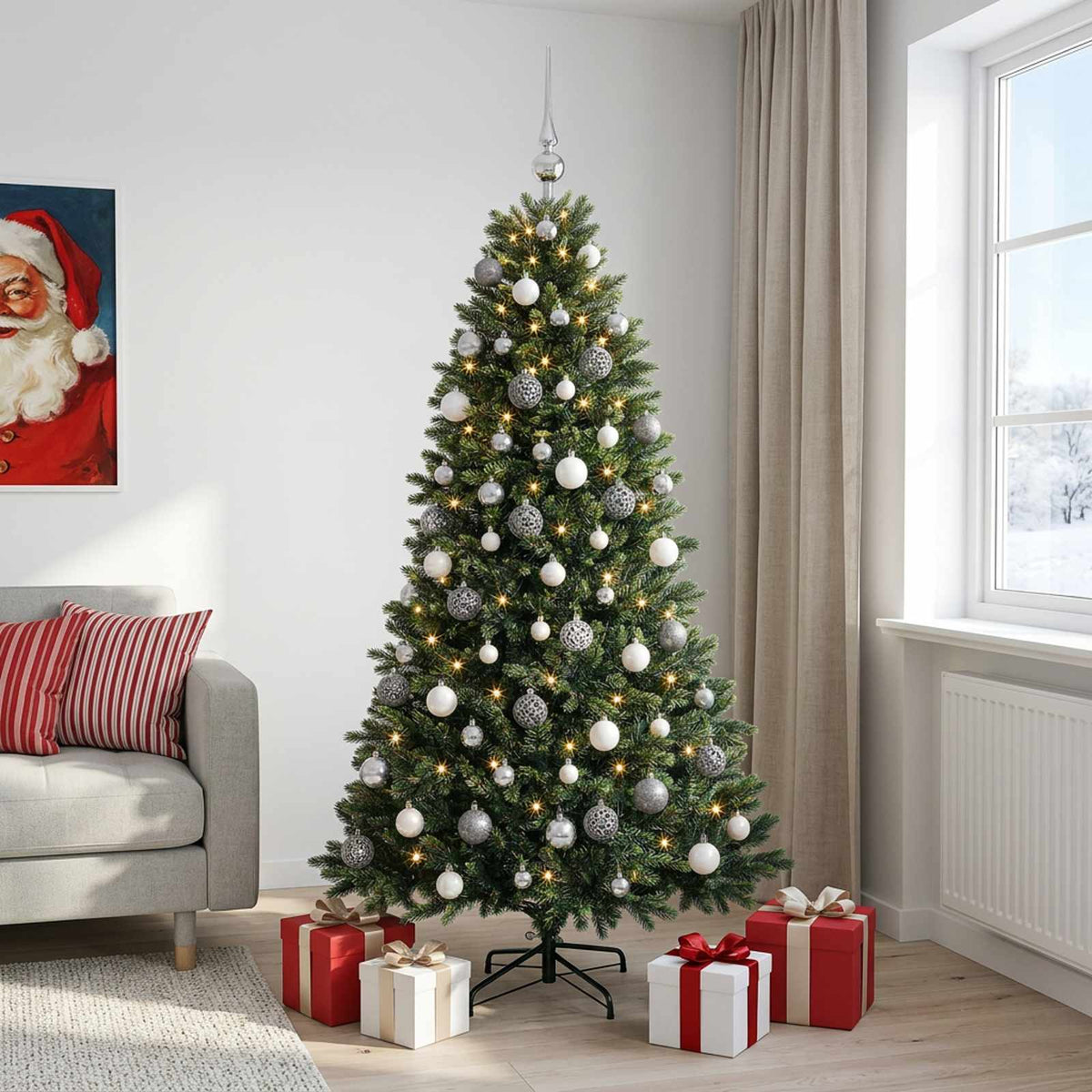 Kunstkerstboom met Ballen 240 cm 300 LED's Warmwit is nu te koop bij PeponiXL, paradijselijk wonen!