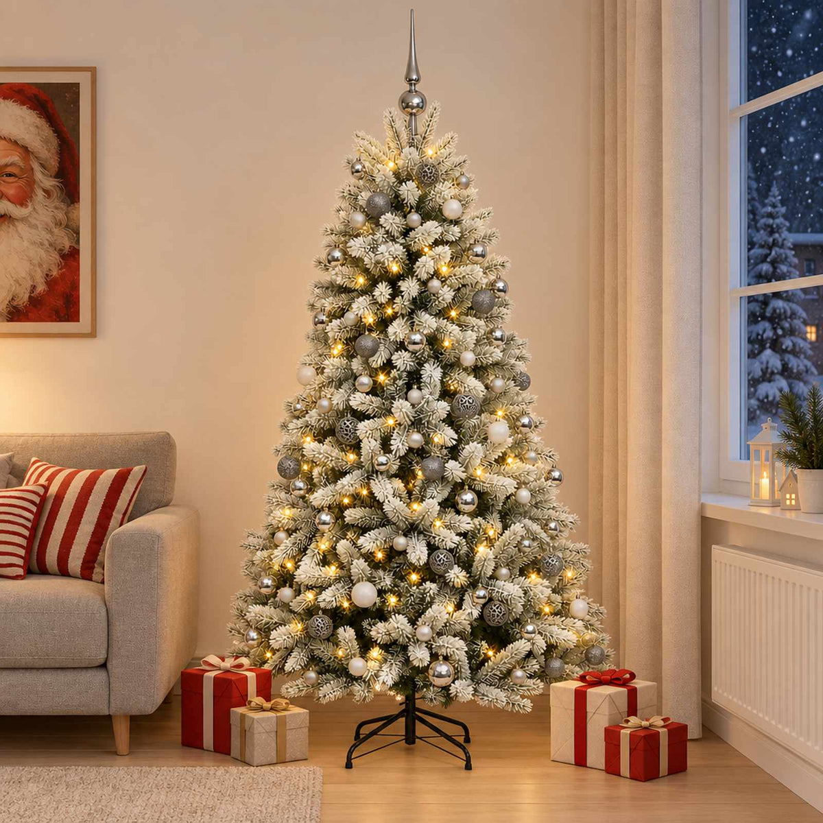 Kunstkerstboom met Ballen 210 cm 300 LED's Warmwit is nu te koop bij PeponiXL, paradijselijk wonen!