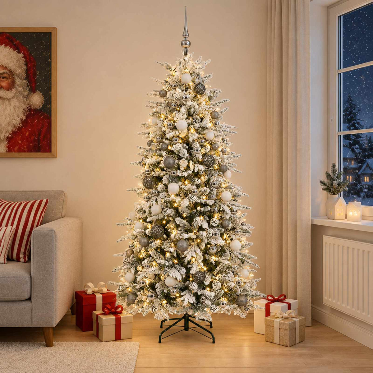 Kunstmatige Inklapbare Kerstboom 240 cm 300 LED's Warmwit is nu te koop bij PeponiXL, paradijselijk wonen!