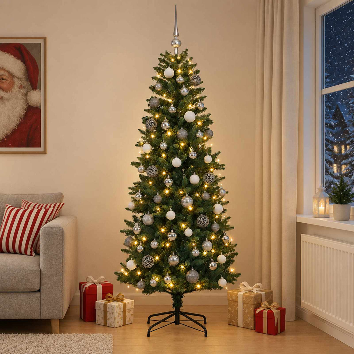 Kunstmatige Gehingde Kerstboom met Ballen 240 cm 300 LED's is nu te koop bij PeponiXL, paradijselijk wonen!