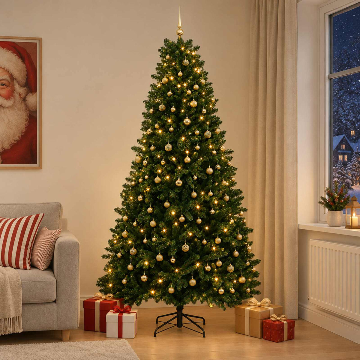 Kunstkerstboom middengroen met kerstbal 270 cm 600 LED's is nu te koop bij PeponiXL, paradijselijk wonen!