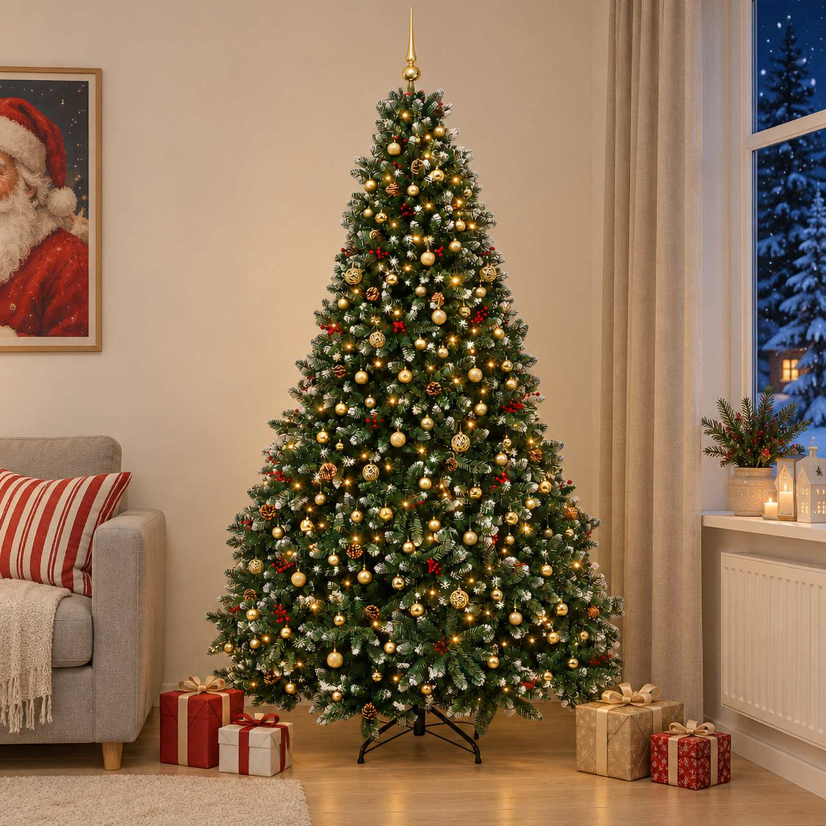 Kunstkerstboom groen met kerstballen 300 cm 600 LED's Warmwit is nu te koop bij PeponiXL, paradijselijk wonen!