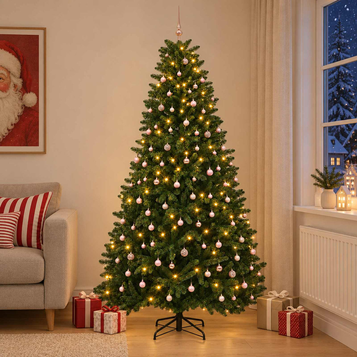 Kunstkerstboom middengroen met kerstbal 300 cm 600 LED's is nu te koop bij PeponiXL, paradijselijk wonen!